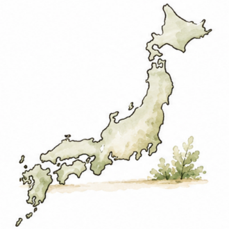 日本全国への対応を表す日本地図のイラスト