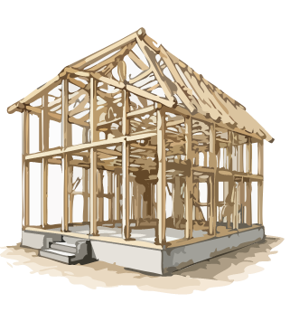 木造住宅の建築工程を表したイラスト